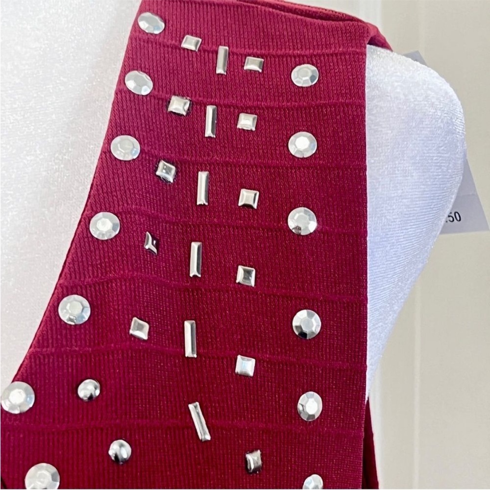 Ashley Stewart Burgundy Sleeveless Dress Studded Size 22/24  New With Tags - Picture 9 of 11